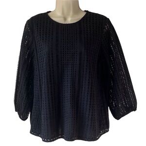 Banana Republic Black Cut Out 3/4 Sleeve Blouse | Size Medium